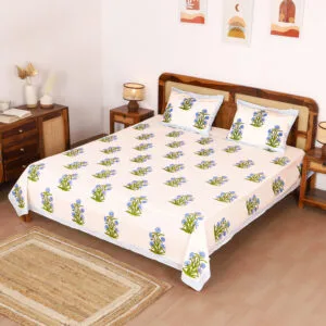 Elegant floral bedsheet photography with natural lighting and live staging