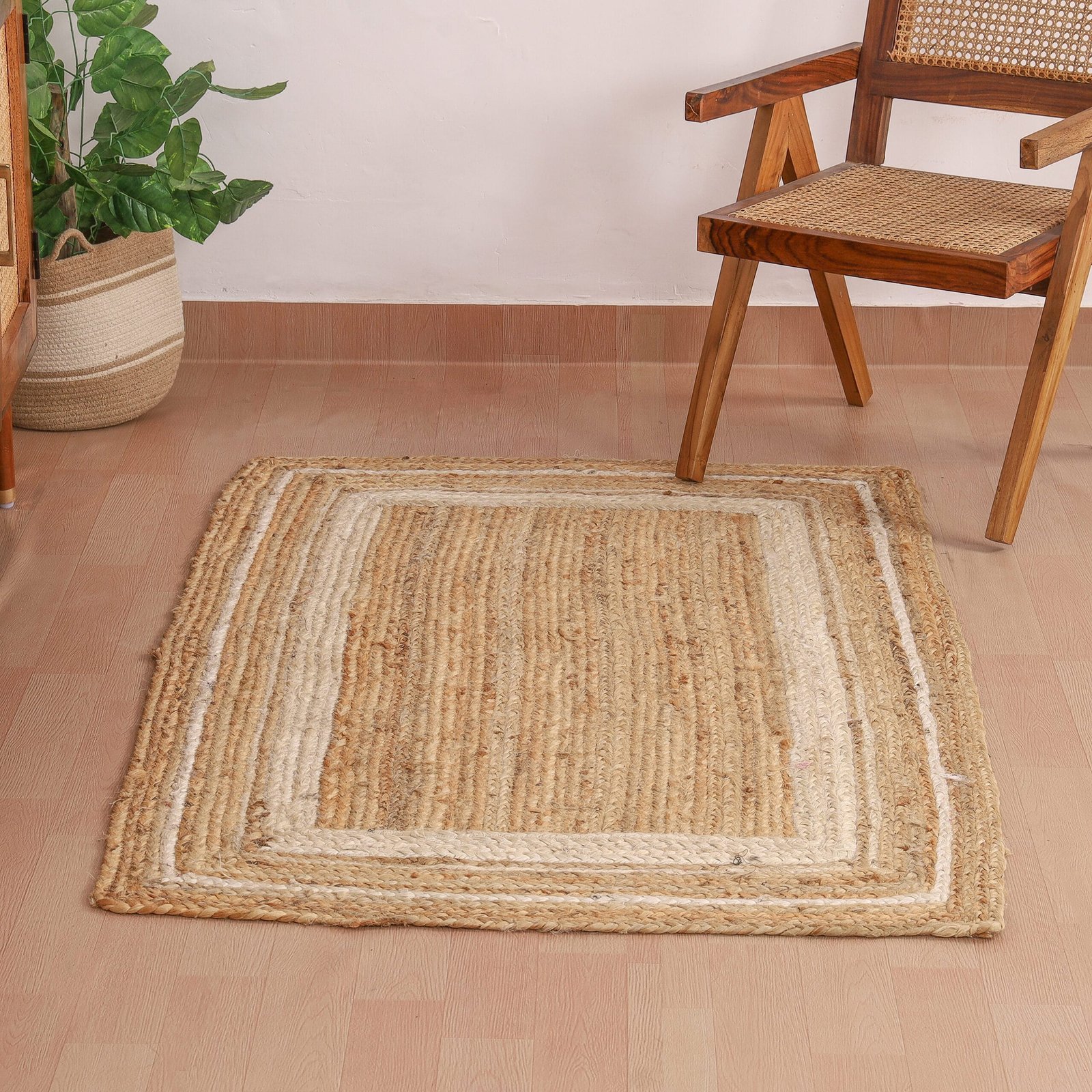 Bohemian-style rug shoot in a real living room for authentic visuals