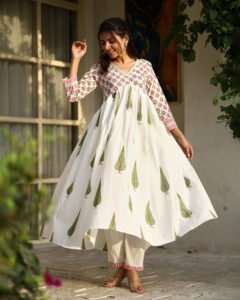 Female model wearing designer kurti in indoor studio photoshoot Jaipur